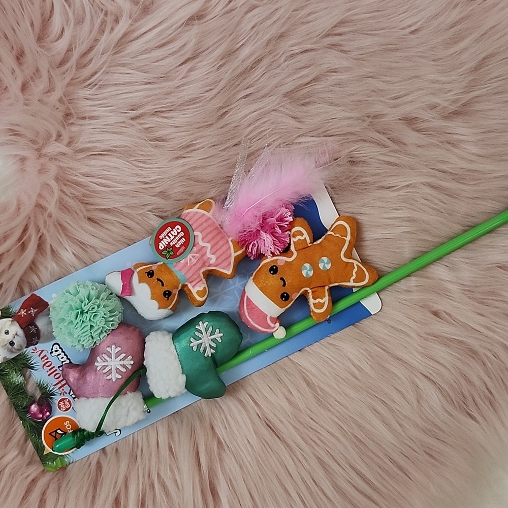 Brand New FOFOS HOLIDAY INSPIRED TEASER WAND CAT TOY-6CT